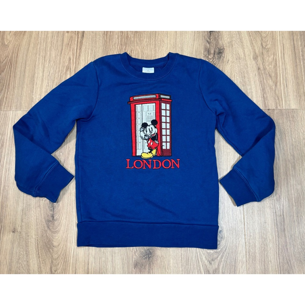 Official Disney Mickey Mouse London Sweatshirt Kids 9/10 Embroidered Pullover‎